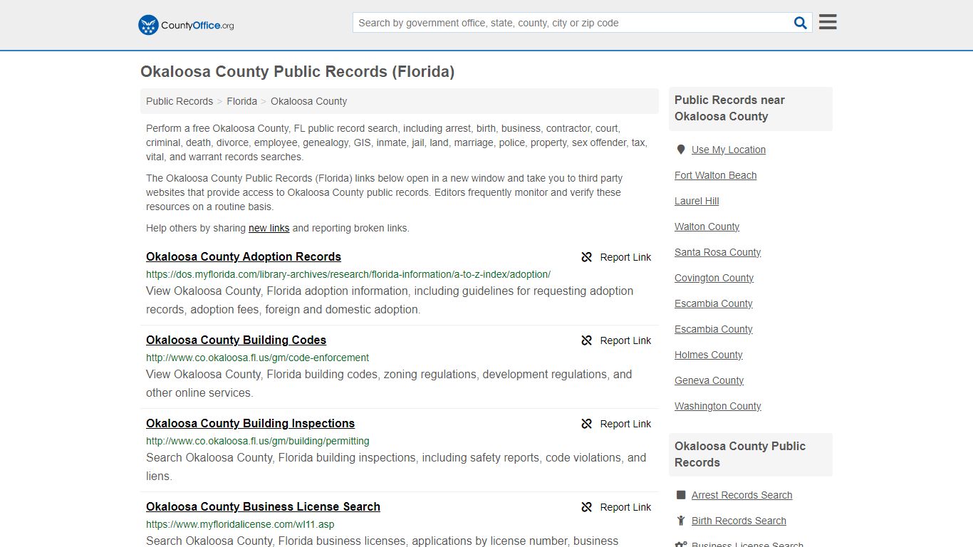 Okaloosa County Public Records (Florida) - County Office